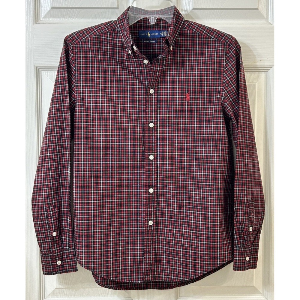 Ralph Lauren Boys LG 14-16 Plaid Long Sleeve Button Front Collared Preppy EUC